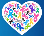 Cancer Ribbons in shape of heart